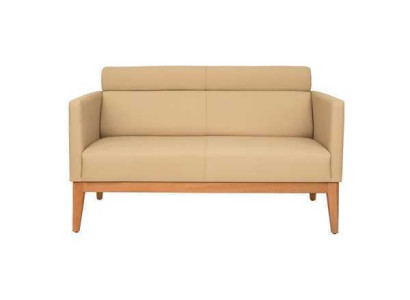 Beige office sofa designer 2-seater upholstered couch imitation leather luxury couches